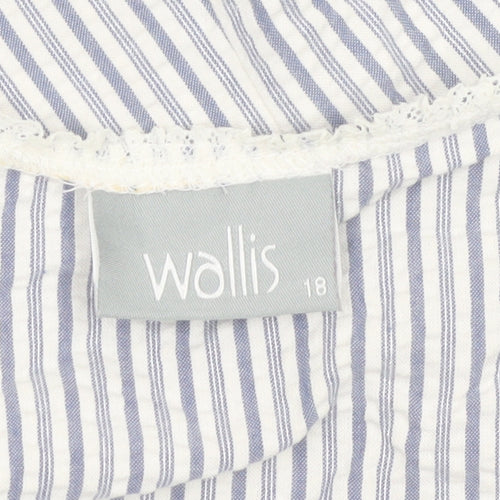 Wallis Women Blue Striped Sleeveless Cotton Blend Camisole Blouse Size 18