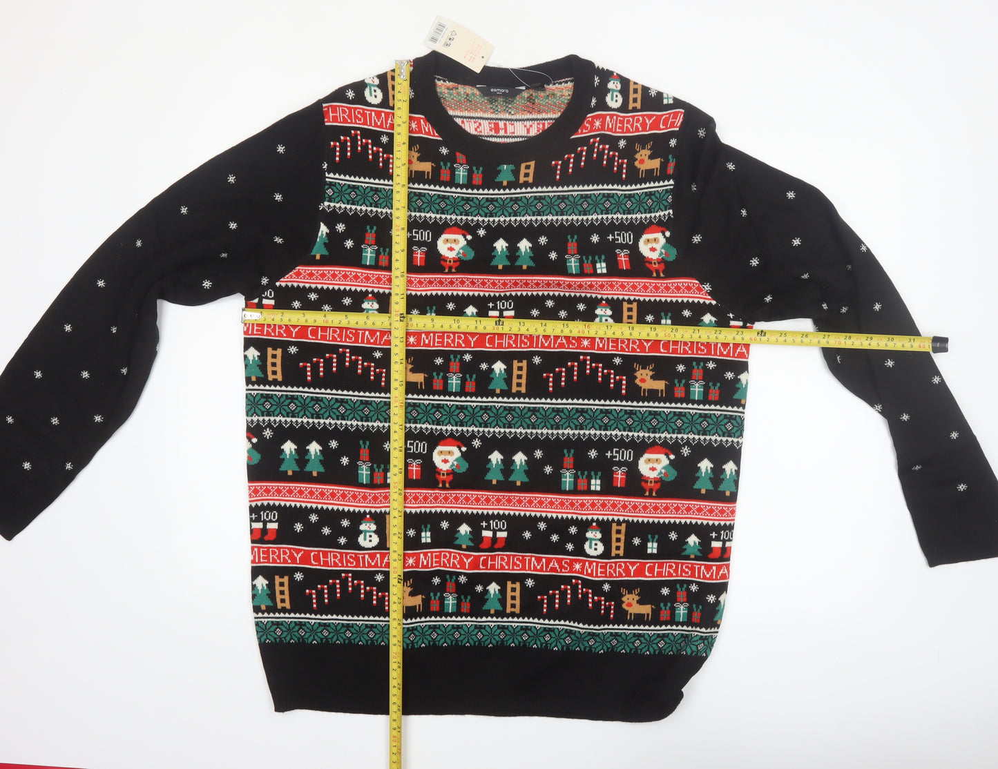 Esmara Men Black Christmas Fair Isle Acrylic Pullover Jumper XL