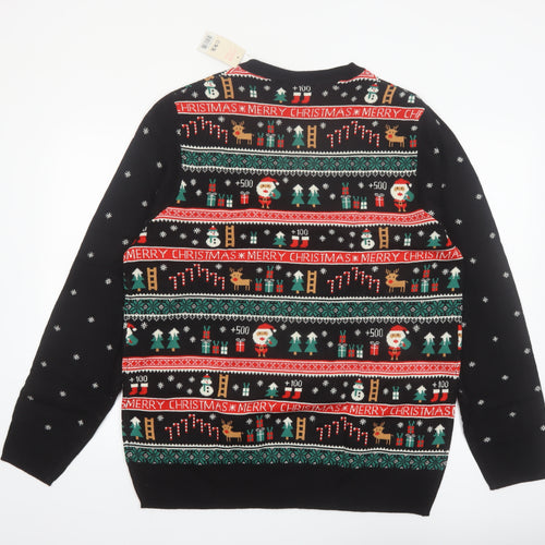 Esmara Men Black Christmas Fair Isle Acrylic Pullover Jumper XL