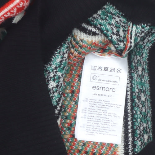 Esmara Men Black Christmas Fair Isle Acrylic Pullover Jumper XL