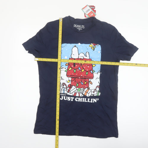 Tu Peanuts Men's Blue Christmas Snoopy Graphic T-Shirt M