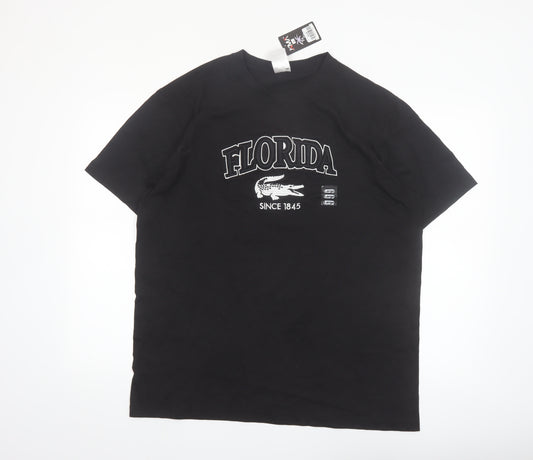 KMA Men's Black Florida Graphic Short Sleeve Cotton T-Shirt Size L
