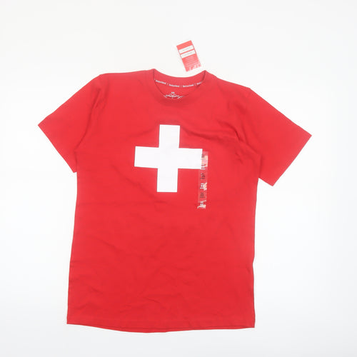 Splash Arts Men's Red Switzerland Flag Cotton T-Shirt XS