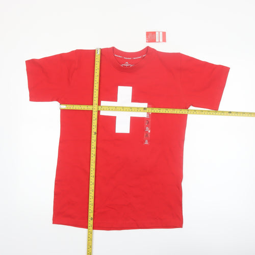 Splash Arts Men's Red Switzerland Flag Cotton T-Shirt XS
