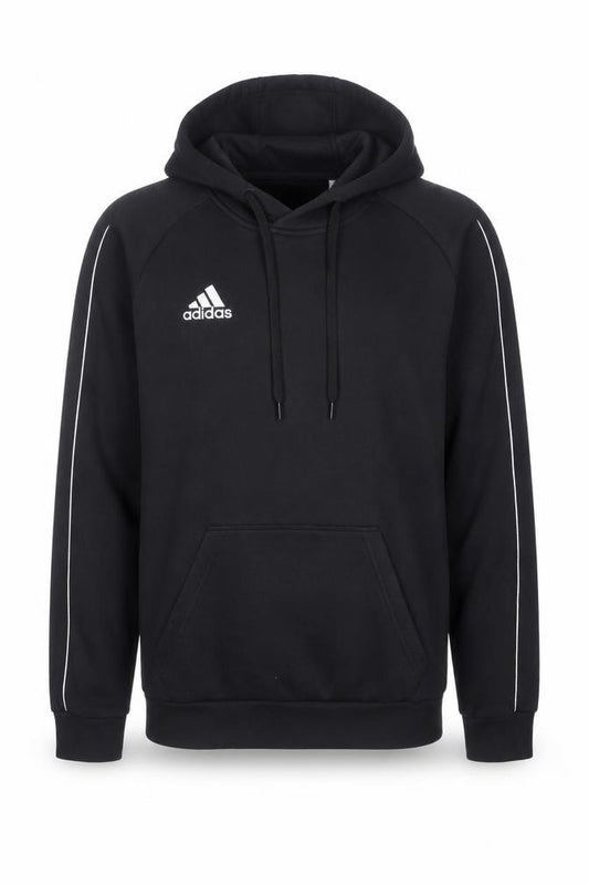 Front view of Adidas Men's Black Pullover Hoodie Small Sports Fleece