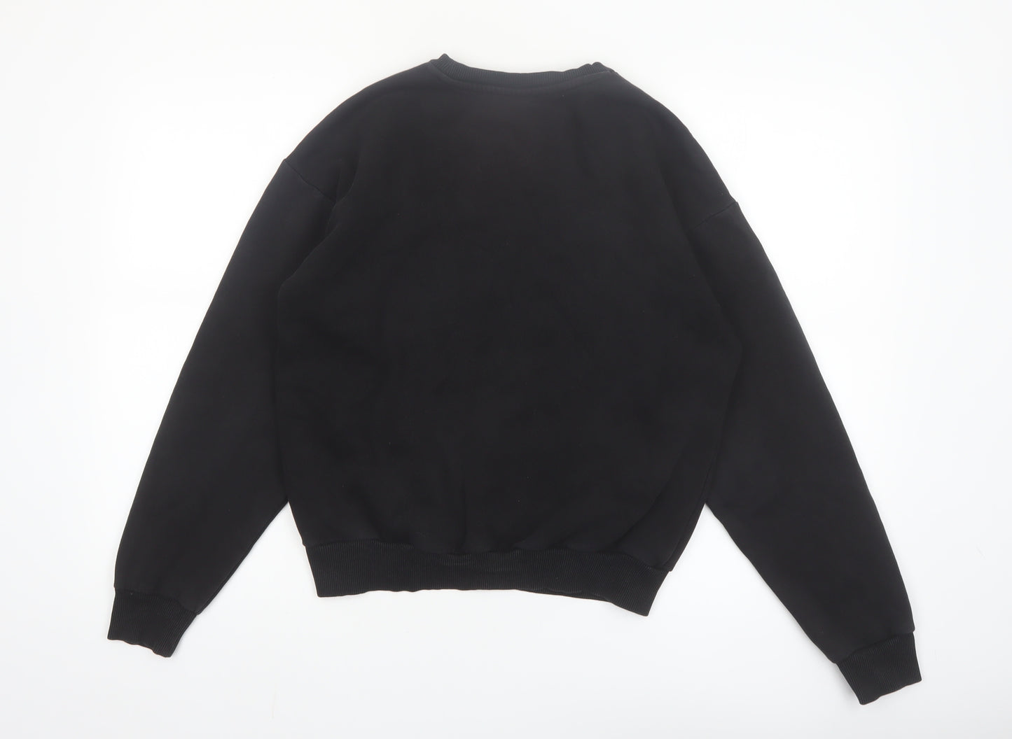 Puma Womens Black Small Pullover Sweatshirt Leopard Logo Cotton Blend