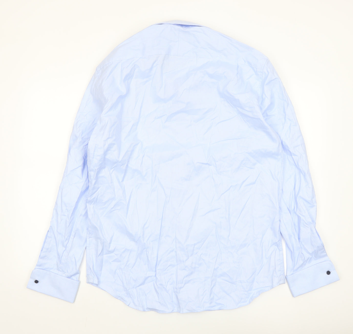 Marks and Spencer Men’s Blue Regular Fit Long Sleeve Cotton Button-Up Shirt 16”