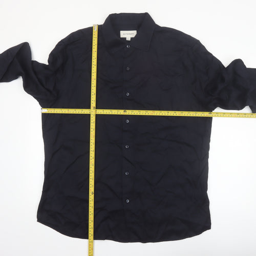 Marks and Spencer Autograph Men's Blue XL Lyocell Long Sleeve Button-Up Shirt
