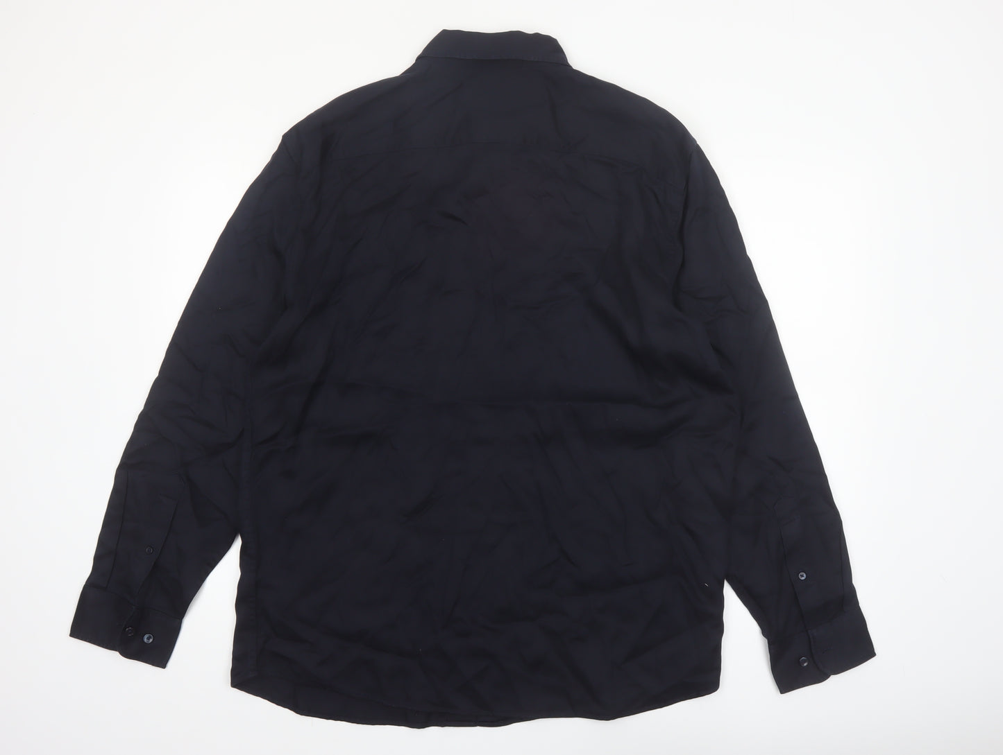 Marks and Spencer Autograph Men's Blue XL Lyocell Long Sleeve Button-Up Shirt