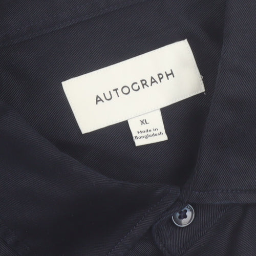 Marks and Spencer Autograph Men's Blue XL Lyocell Long Sleeve Button-Up Shirt