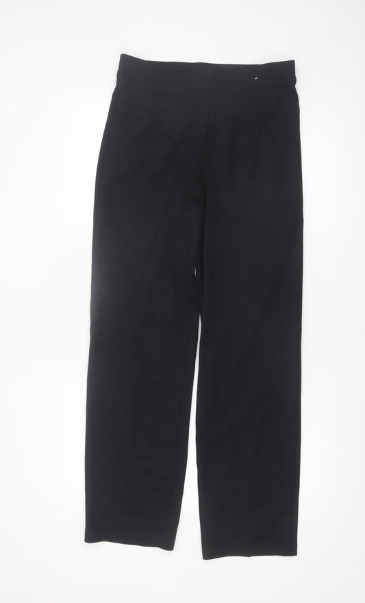 Marks and Spencer Womens Black Size 10 Regular Stretch Straight Trousers