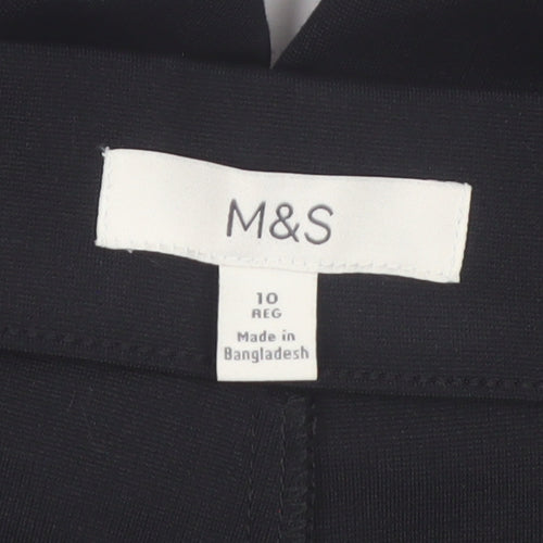 Marks and Spencer Womens Black Size 10 Regular Stretch Straight Trousers