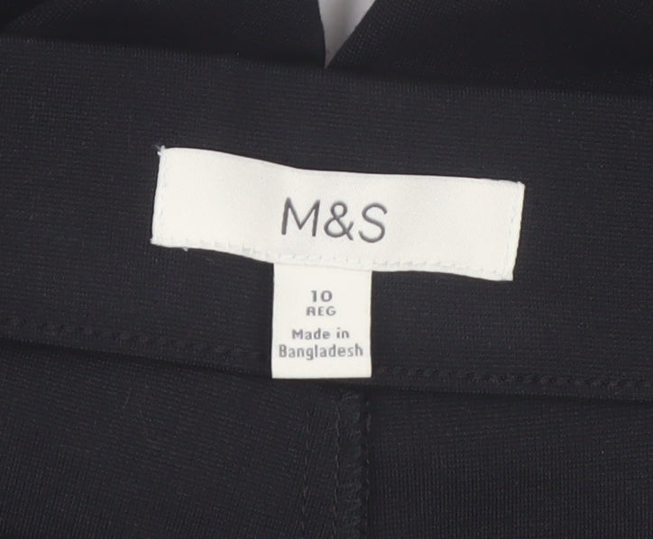 Marks and Spencer Womens Black Size 10 Regular Stretch Straight Trousers