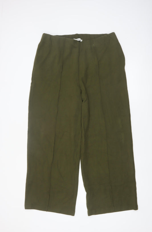 Marks and Spencer Women's Green Wide-Leg Trousers Size 16