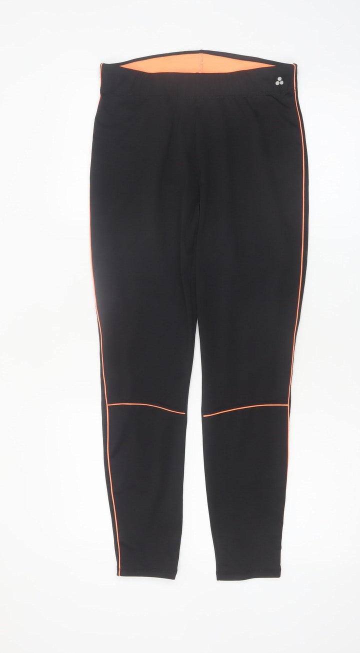 Papaya Active Black Orange Trim Women's M Leggings Polyester Elastane