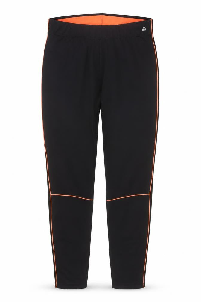 Front view of Papaya Active Black Orange Trim Women's M Leggings Polyester Elastane