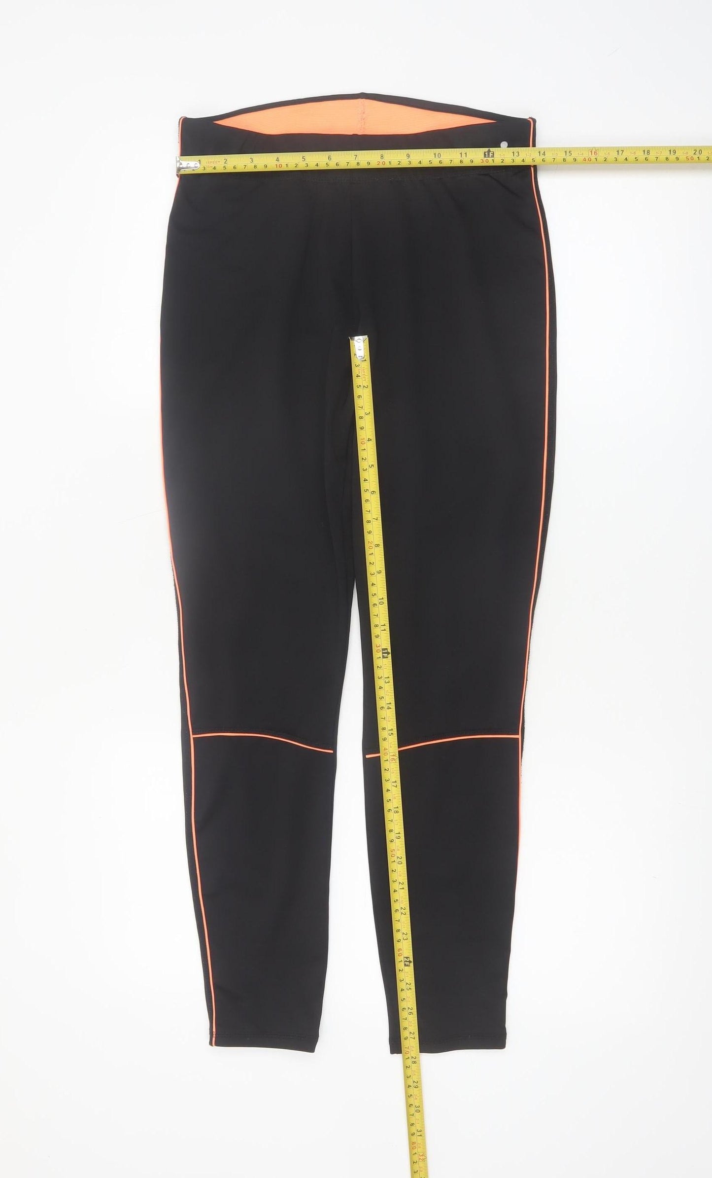 Papaya Active Black Orange Trim Women's M Leggings Polyester Elastane