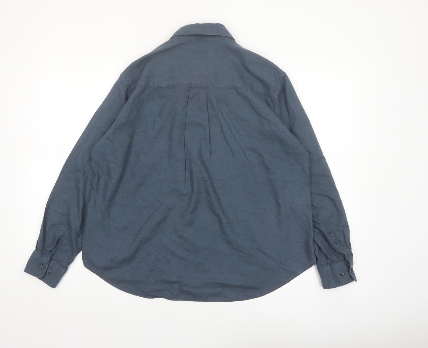 Uniqlo Women Blue Button-Up Long Sleeve Basic Shirt S