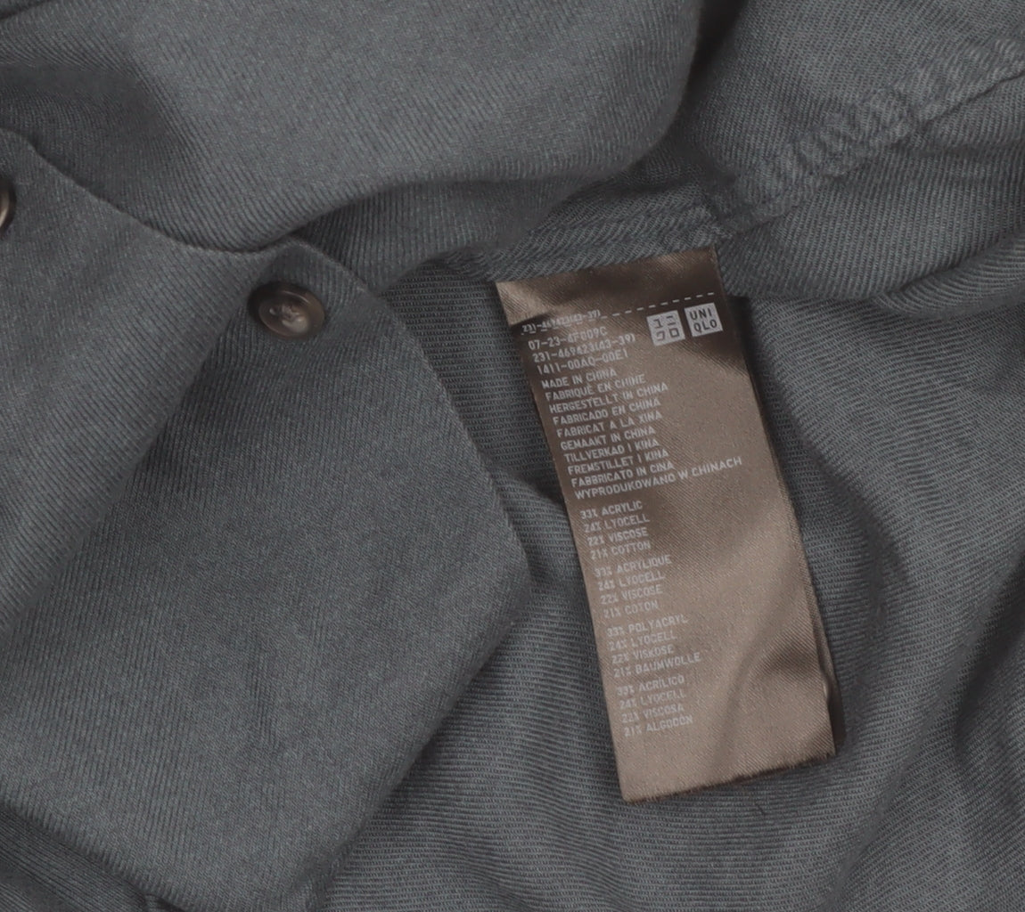 Uniqlo Women Blue Button-Up Long Sleeve Basic Shirt S