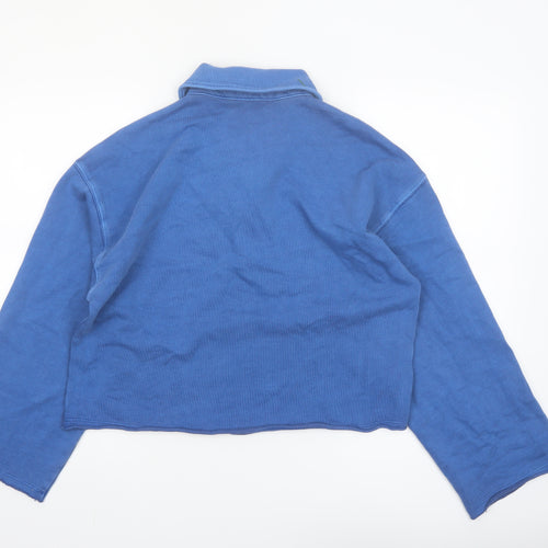 Marks and Spencer Women's Blue Cropped Polo Top Size M