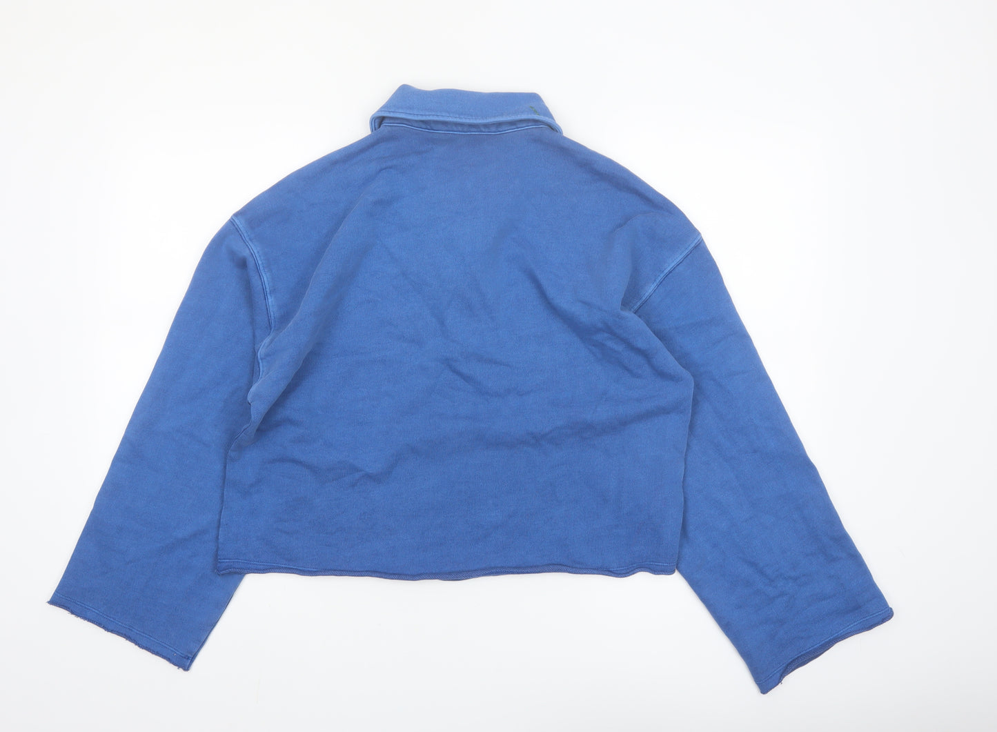 Marks and Spencer Women's Blue Cropped Polo Top Size M
