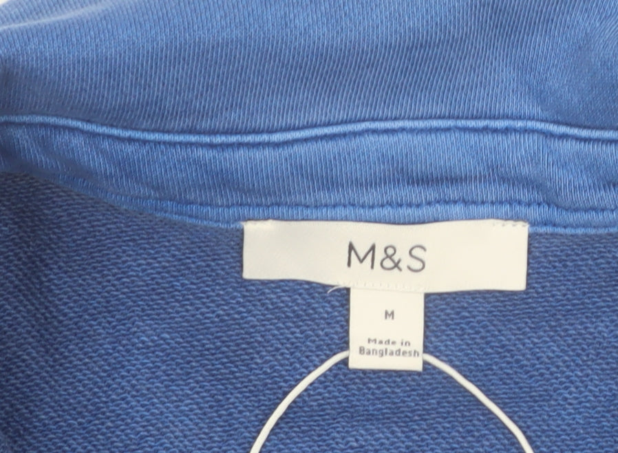Marks and Spencer Women's Blue Cropped Polo Top Size M