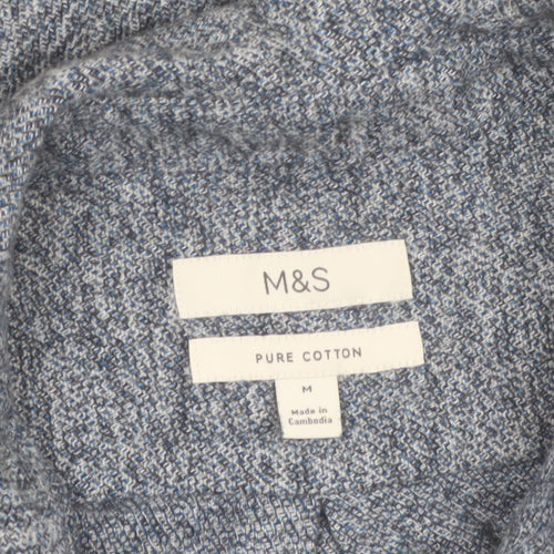 Marks and Spencer Men’s Blue Cotton Button-Up Long Sleeve Shirt M
