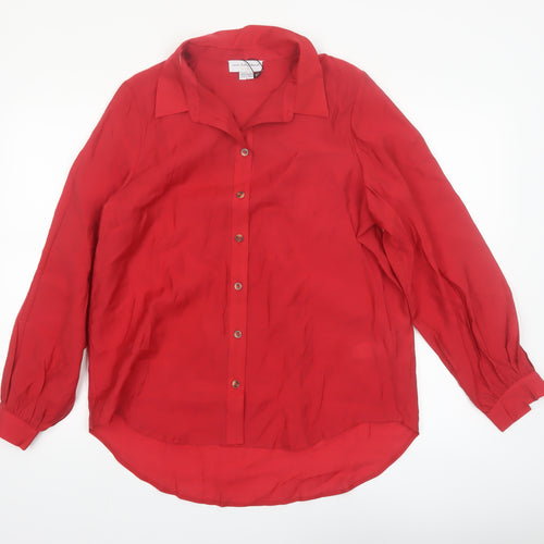 Never Fully Dressed Womens Red Long Sleeve Viscose Blouse UK 10