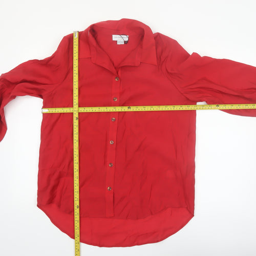 Never Fully Dressed Womens Red Long Sleeve Viscose Blouse UK 10