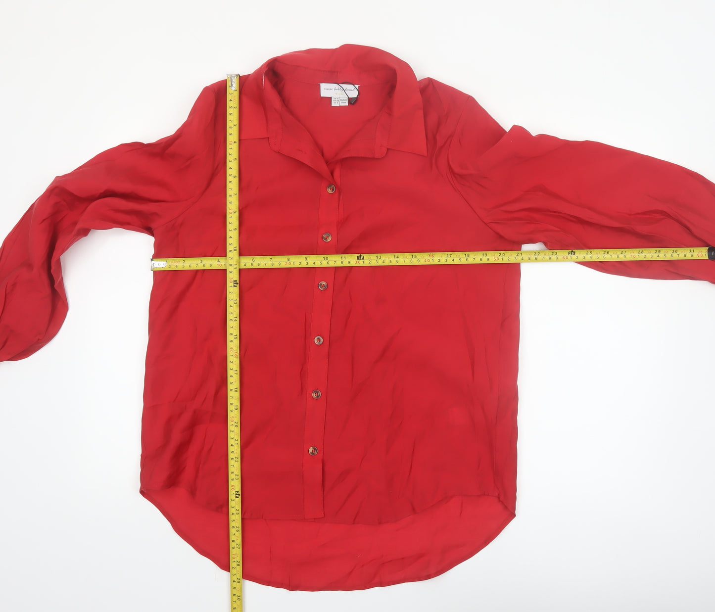 Never Fully Dressed Womens Red Long Sleeve Viscose Blouse UK 10