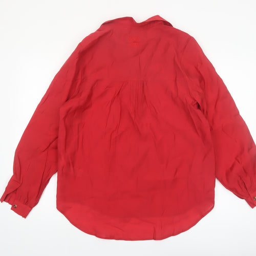 Never Fully Dressed Womens Red Long Sleeve Viscose Blouse UK 10
