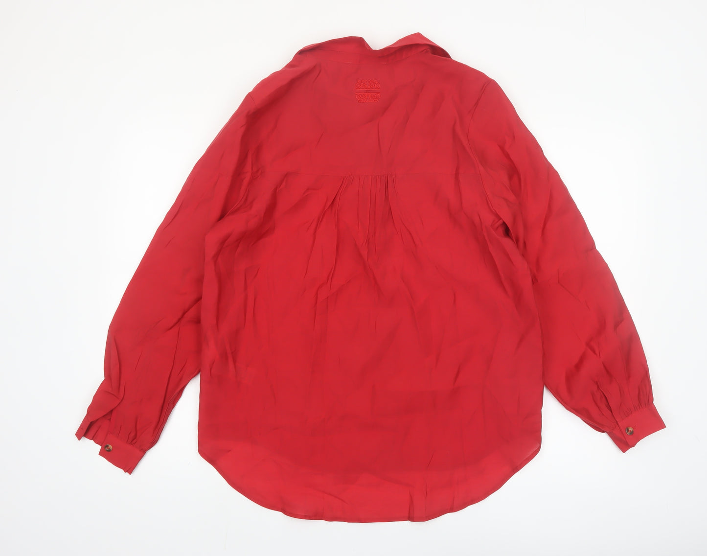 Never Fully Dressed Womens Red Long Sleeve Viscose Blouse UK 10