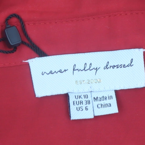 Never Fully Dressed Womens Red Long Sleeve Viscose Blouse UK 10