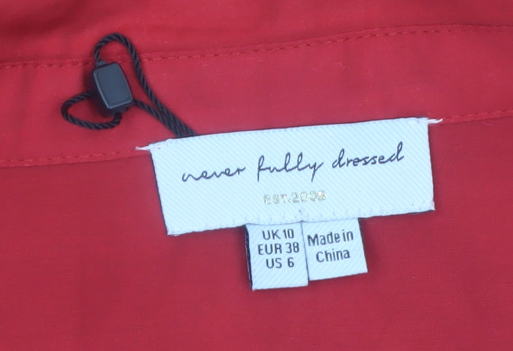 Never Fully Dressed Womens Red Long Sleeve Viscose Blouse UK 10