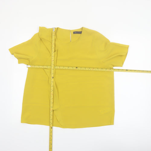 Marks and Spencer Women Petite Yellow Ruffle Blouse Size 14