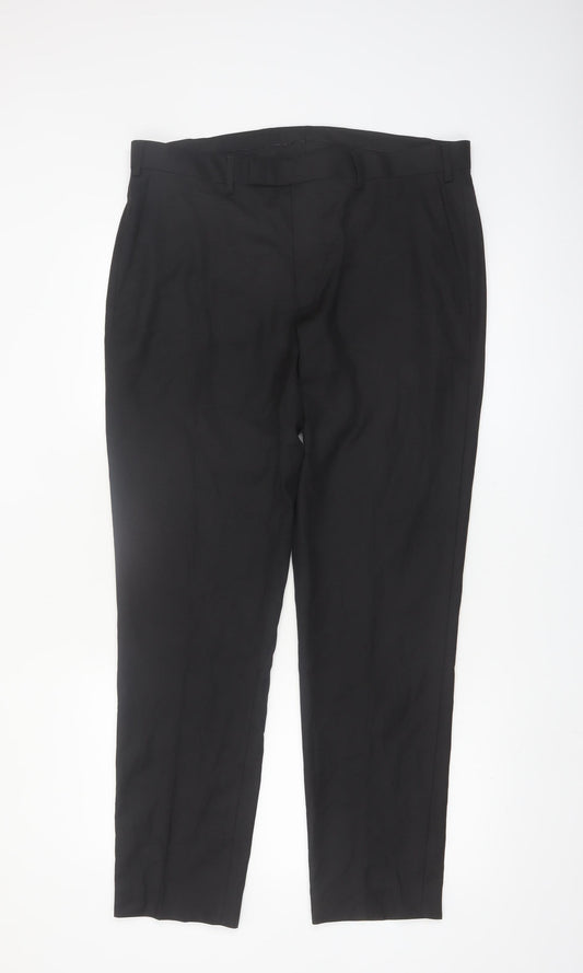 Marks and Spencer Men's Black Slim Fit Dress Trousers 36x31