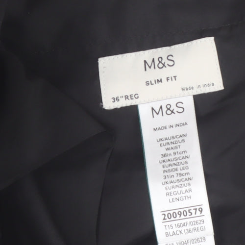 Marks and Spencer Men's Black Slim Fit Dress Trousers 36x31