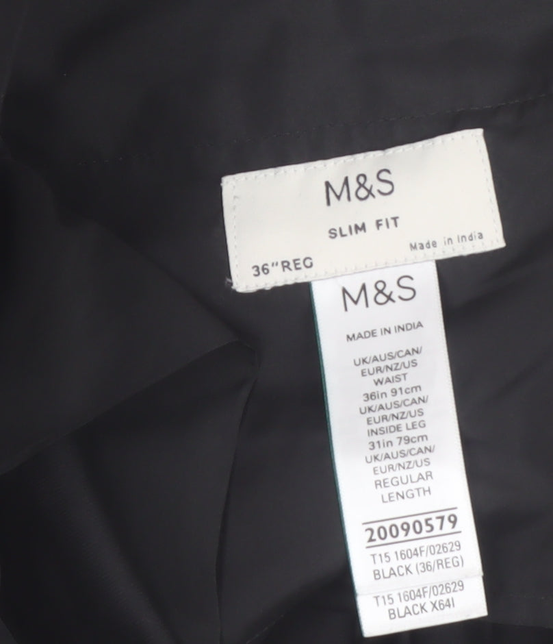 Marks and Spencer Men's Black Slim Fit Dress Trousers 36x31