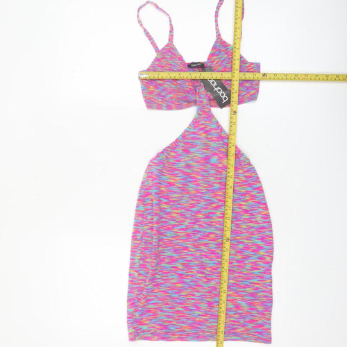 Boohoo Women's Multicoloured Size 8 Bodycon Cut Out Midi Dress