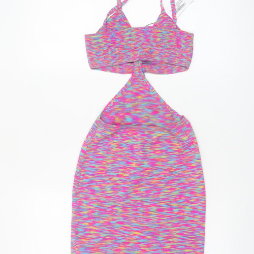 Boohoo Women's Multicoloured Size 8 Bodycon Cut Out Midi Dress