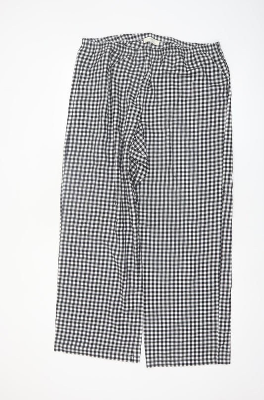 Marks and Spencer Women Black Check Cotton Pyjama Pants L
