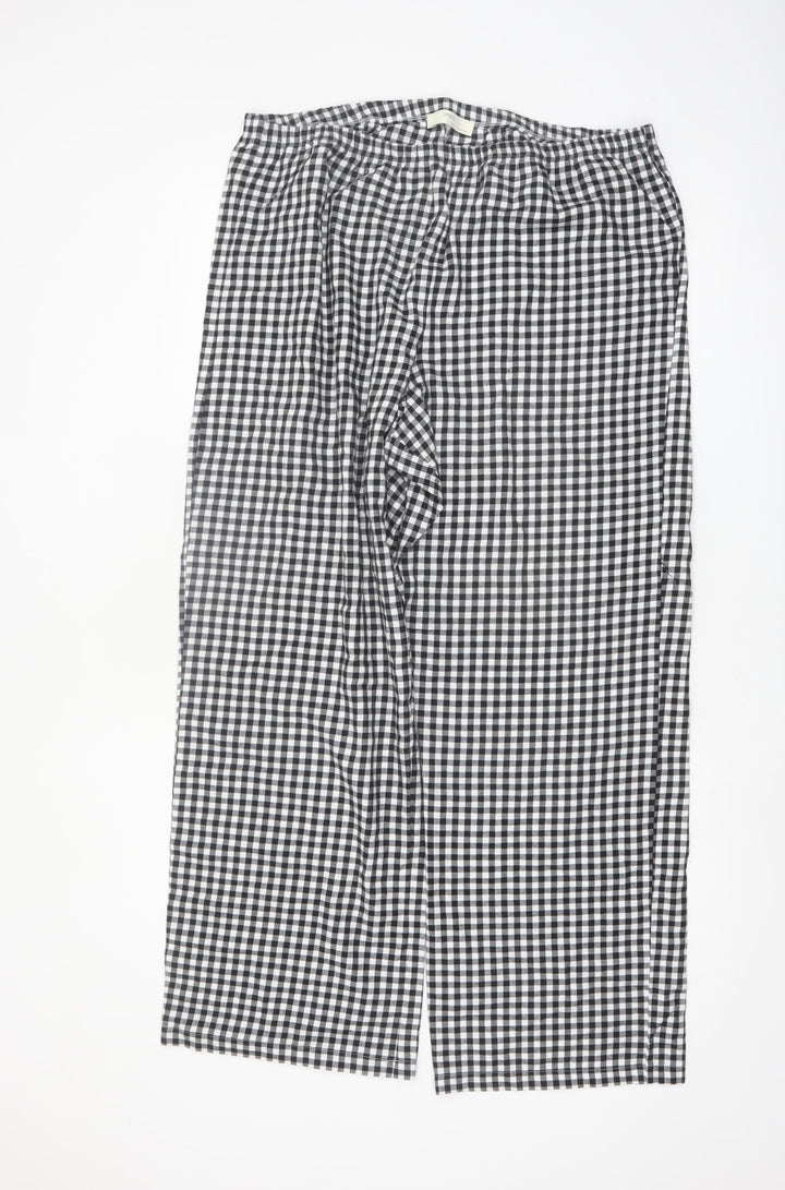 Marks and Spencer Women Black Check Cotton Pyjama Pants L