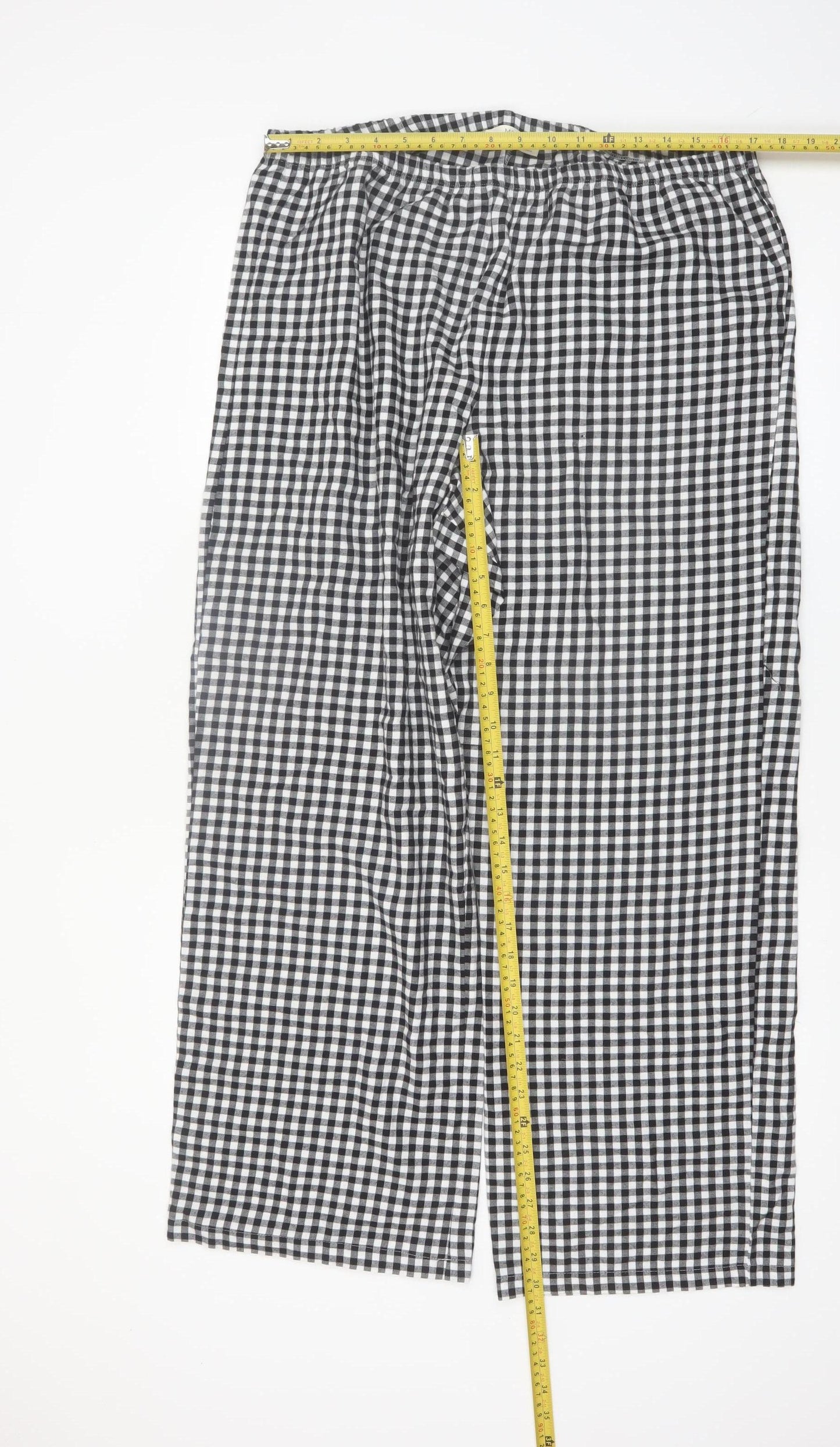 Marks and Spencer Women Black Check Cotton Pyjama Pants L