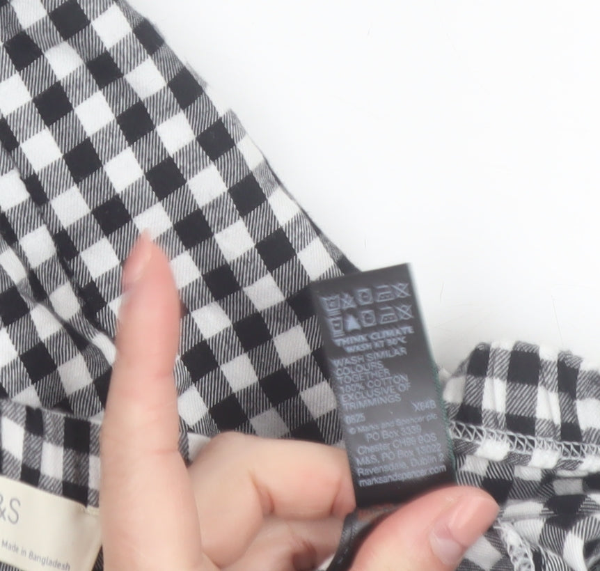 Marks and Spencer Women Black Check Cotton Pyjama Pants L