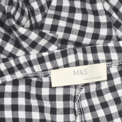 Marks and Spencer Women Black Check Cotton Pyjama Pants L