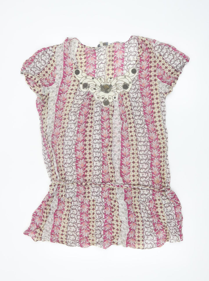 Rocha John Rocha Women's Pink Floral Cotton Tunic Blouse Size 18