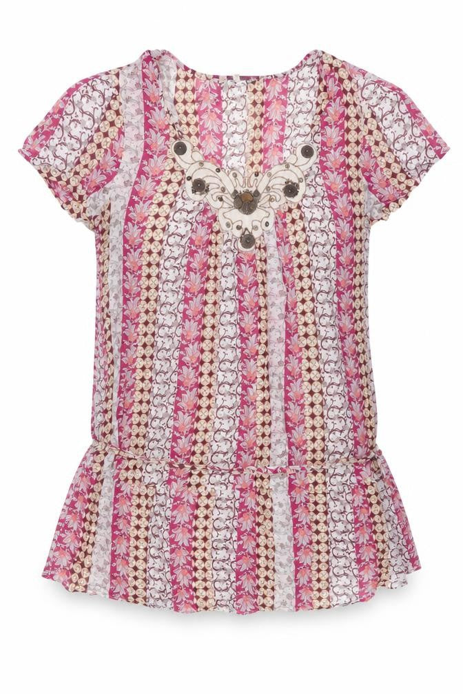 Rocha John Rocha Women's Pink Floral Cotton Tunic Blouse Size 18