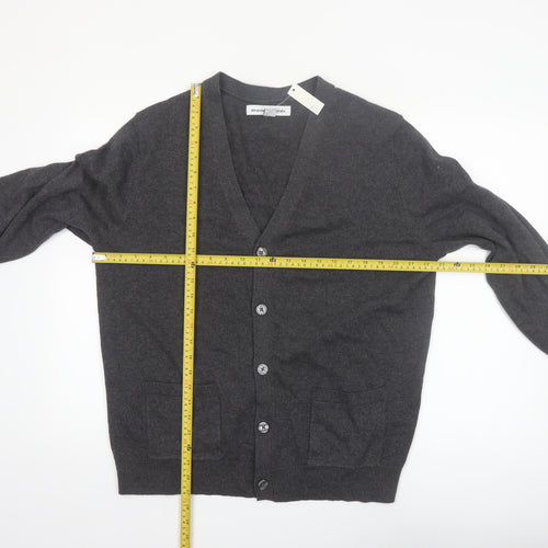 Amazon Essentials Men Grey Cotton Button Cardigan L Regular Fit