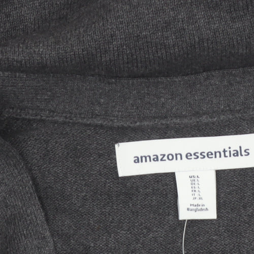 Amazon Essentials Men Grey Cotton Button Cardigan L Regular Fit
