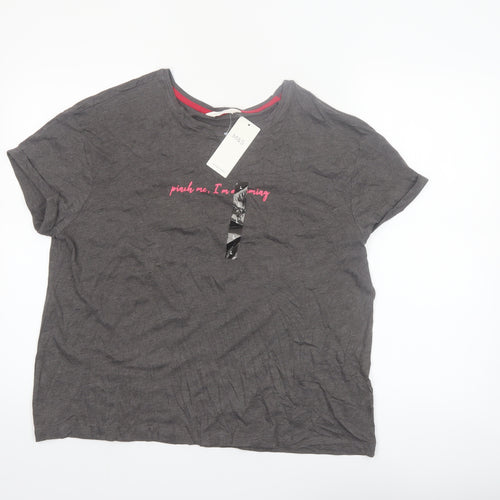 Marks and Spencer Women's Grey Funny T-Shirt Pyjama Top L